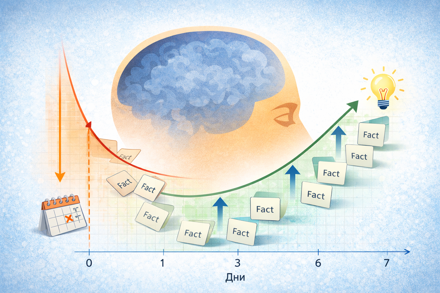 Кривая забывания Эббингауза: как мы забываем и как запоминать надолго