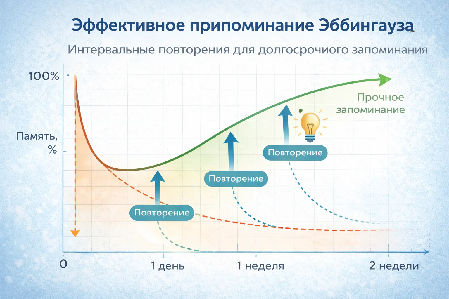 Интервальное повторение на основе кривой Эббингауза